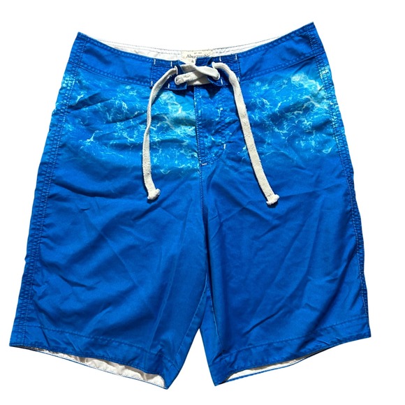 Abercrombie & Fitch Other - Abercrombie & Fitch Board Shorts Men M Blue Ocean Wave Print Surf Swim Trunks